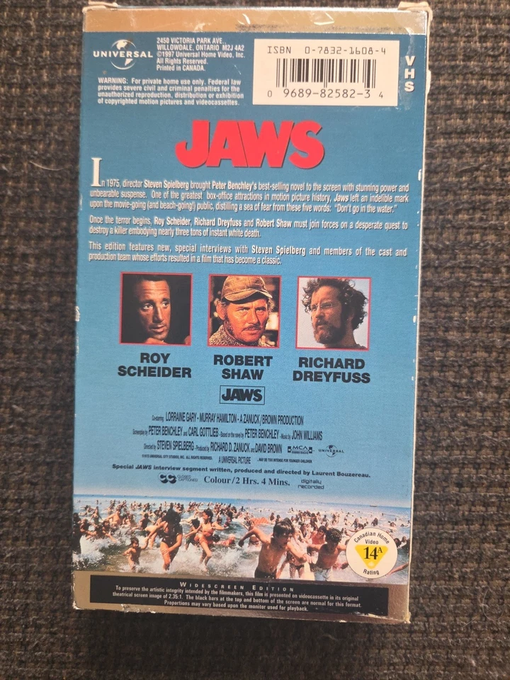 Jaws (VHS) 1997 Digitally Remastered Widescreen Edition - Image 2 of 3
