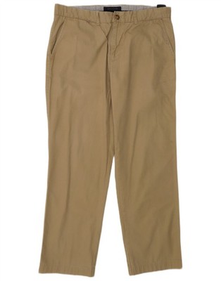 Tommy Hilfiger Mens Straight Chino Trousers W34 L30 Beige Cotton FC69