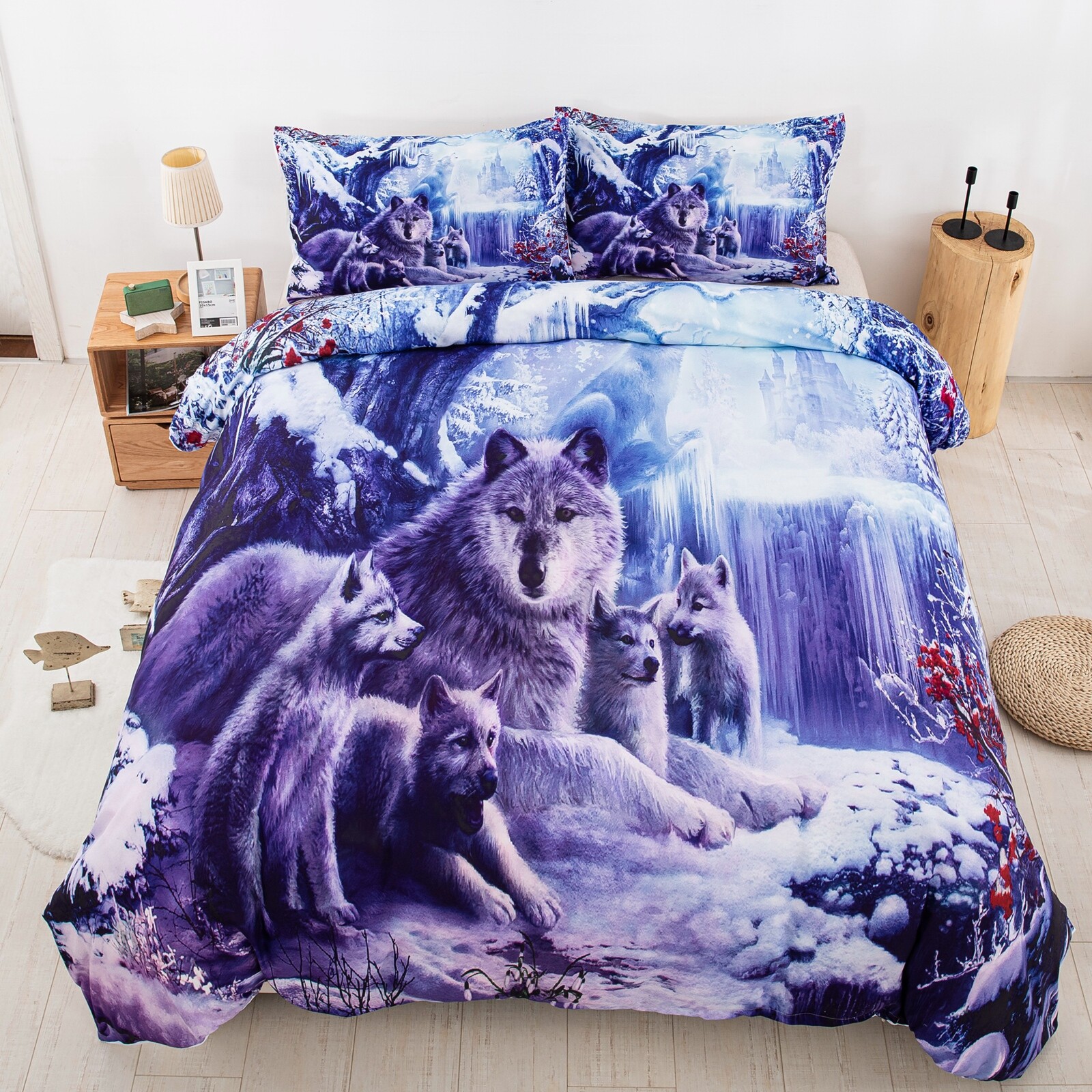 Snow Wolf Animal Print Duvet Cover 