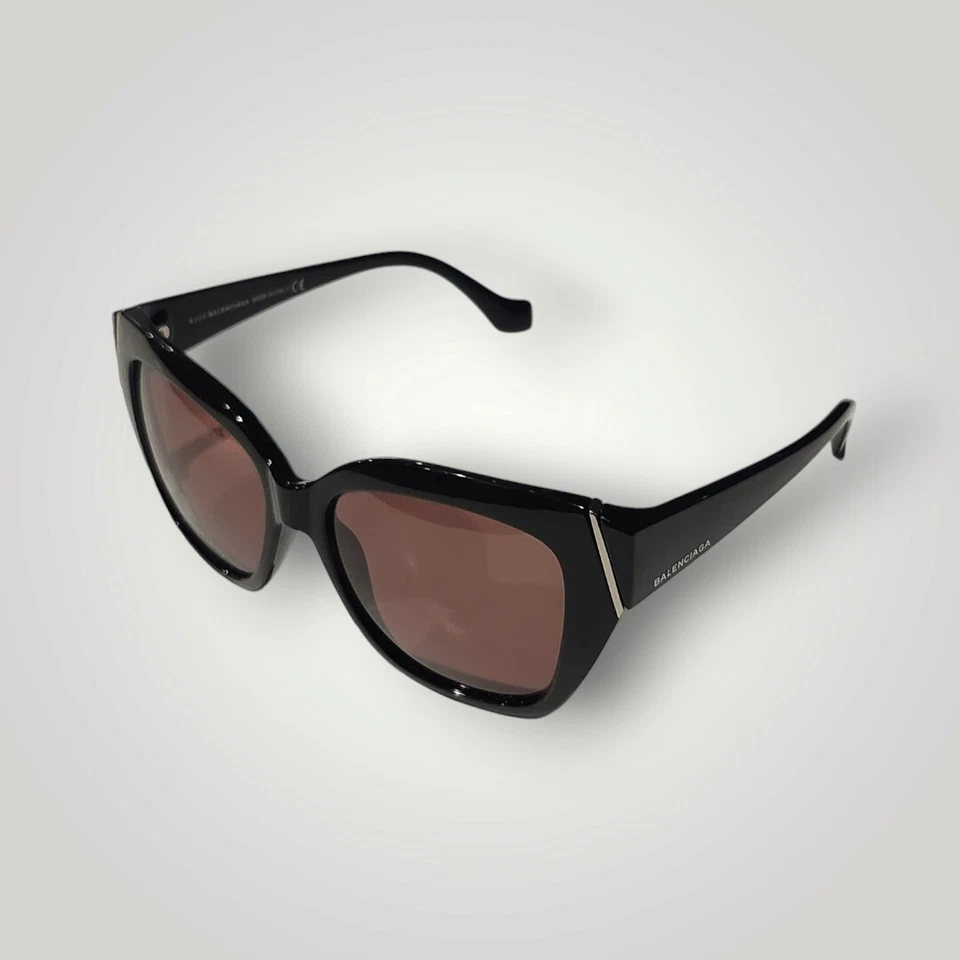 Balenciaga Cat Eye Sunglasses Black Frame White Logo On Arms - Image 4 of 4