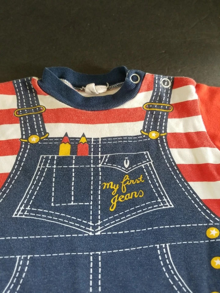 Le Top My First Jeans Bebé Una Pieza 6 A 9 Meses Rojo Blanco Azul Foto 2 de 4