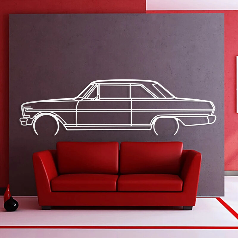 Wall Art Home Decor 3D Acrylic Metal Car Auto Poster USA Silhouette 1964 NOVA