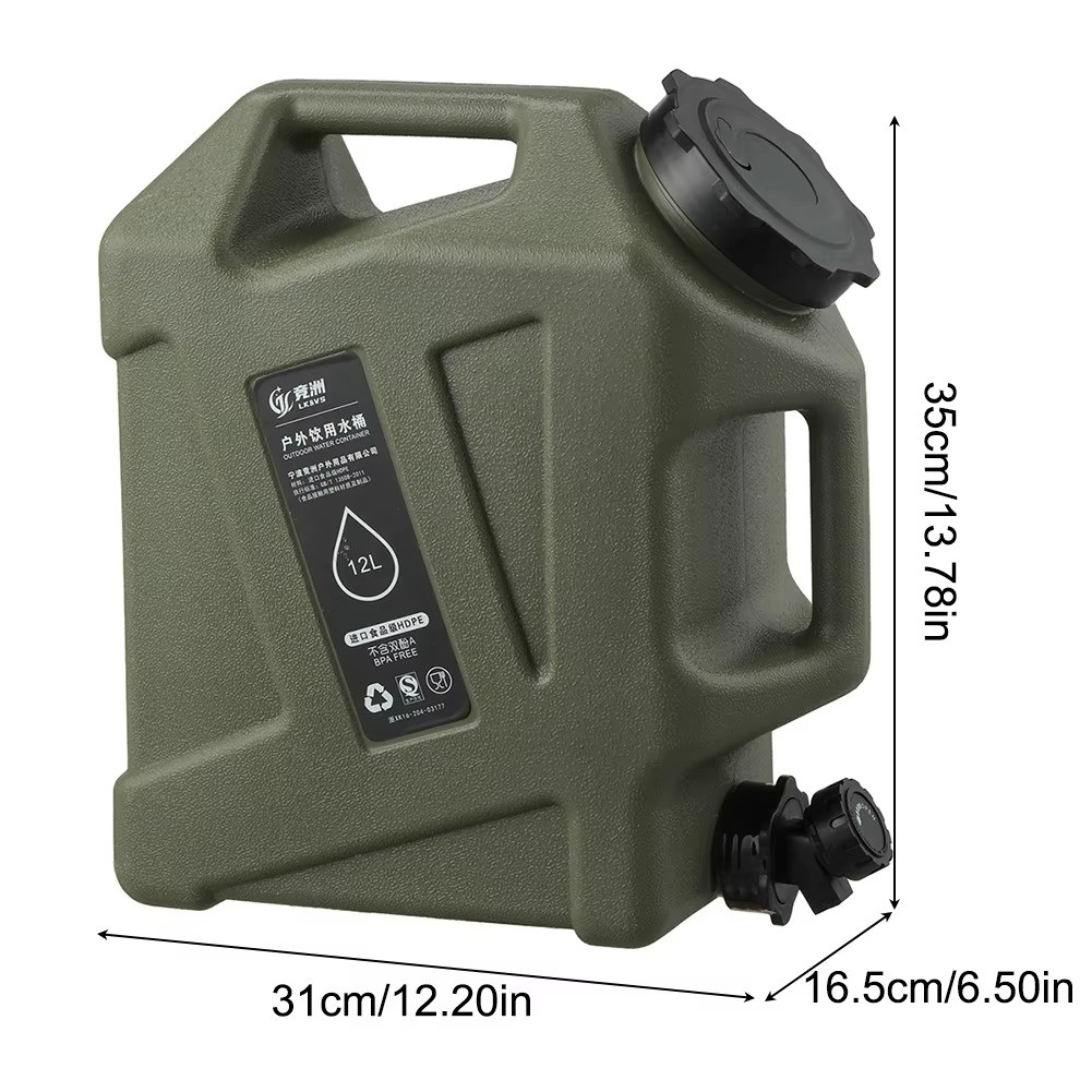 Jerrican 12L avec poignée ergonomique pour camping et pique-nique en plein air