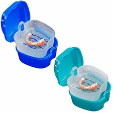 2 Pack Denture Cups Bath Denture Case,Denture Brush Retainer Case,Dentures
