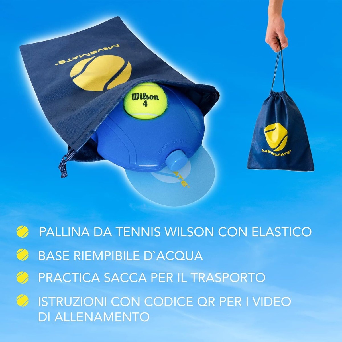MOVEMATE Allenatore Tennis/Padel Con Pallina Wilson - Dispositivo Per Allenarsi Da Soli In Giardino - Foto 3
