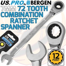 US PRO 7mm Ratchet Spanner 72 Tooth Ratchet Combi Spanner Open & Ring End Wrench