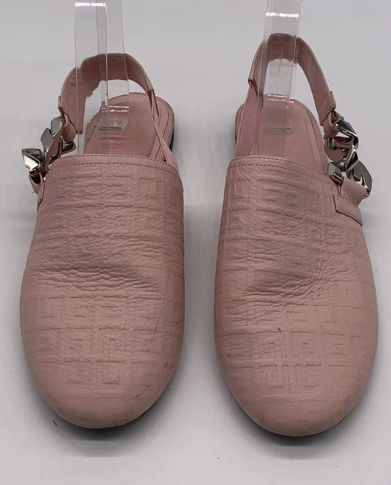 Mules Givenchy para mujer de cuero rosa con cadena G talla 36 EE. UU. 6 (muestra desgaste) Foto 2 de 4