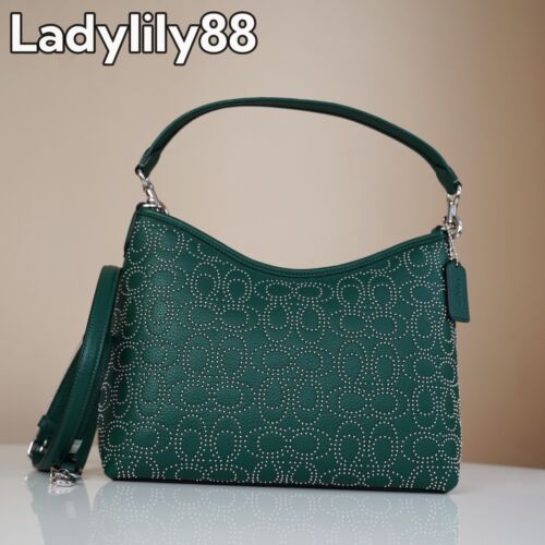 Neu mit Etikett Coach CX258 Laurel Schultertasche mit charakteristischen Nieten Kieselleder 528 $ - Bild 3 von 15