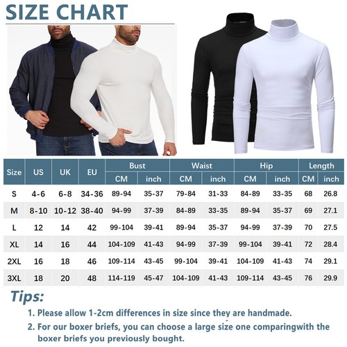 1-2 PCS Men's Turtleneck Pullover Long Sleeve Jumper Tops Thermal Slim T-Shirts - Picture 2 of 20