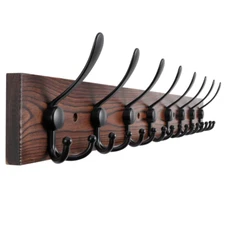 Coat Rack Wall Mount 32.2' Hanger with 8 Metal Black for Hanging Coat Hat Jacket