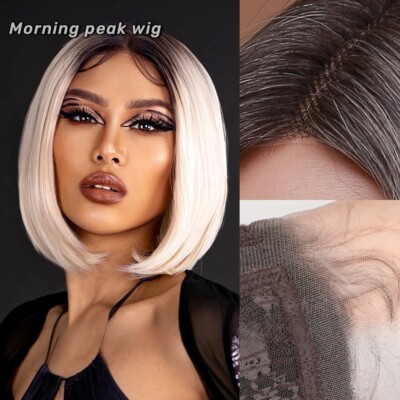 Lace wig Short wig Women's wig Platinum dumb summer breathable fashion wig