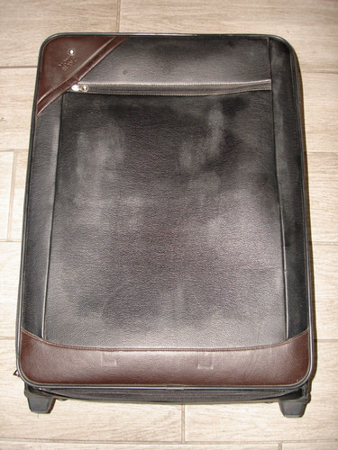 MONTBLANC Sartorial Trolley 2 Wheels 100% 2-Tone Blk/Brn Leather 27" x 18" x 11"