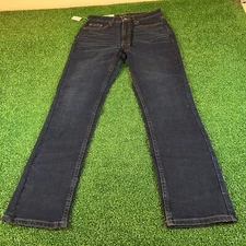 Members Mark Jeans Straight Leg Dark Wash Denim Pants Stretch Blue Mens 28x30"