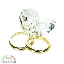 Bomboniere cristallo coppia fedi oro con Swarovski a fiore - 200 Pezzi