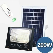 Faro Faretto LED 200W con Pannello Solare Crepuscolare e Telecomando