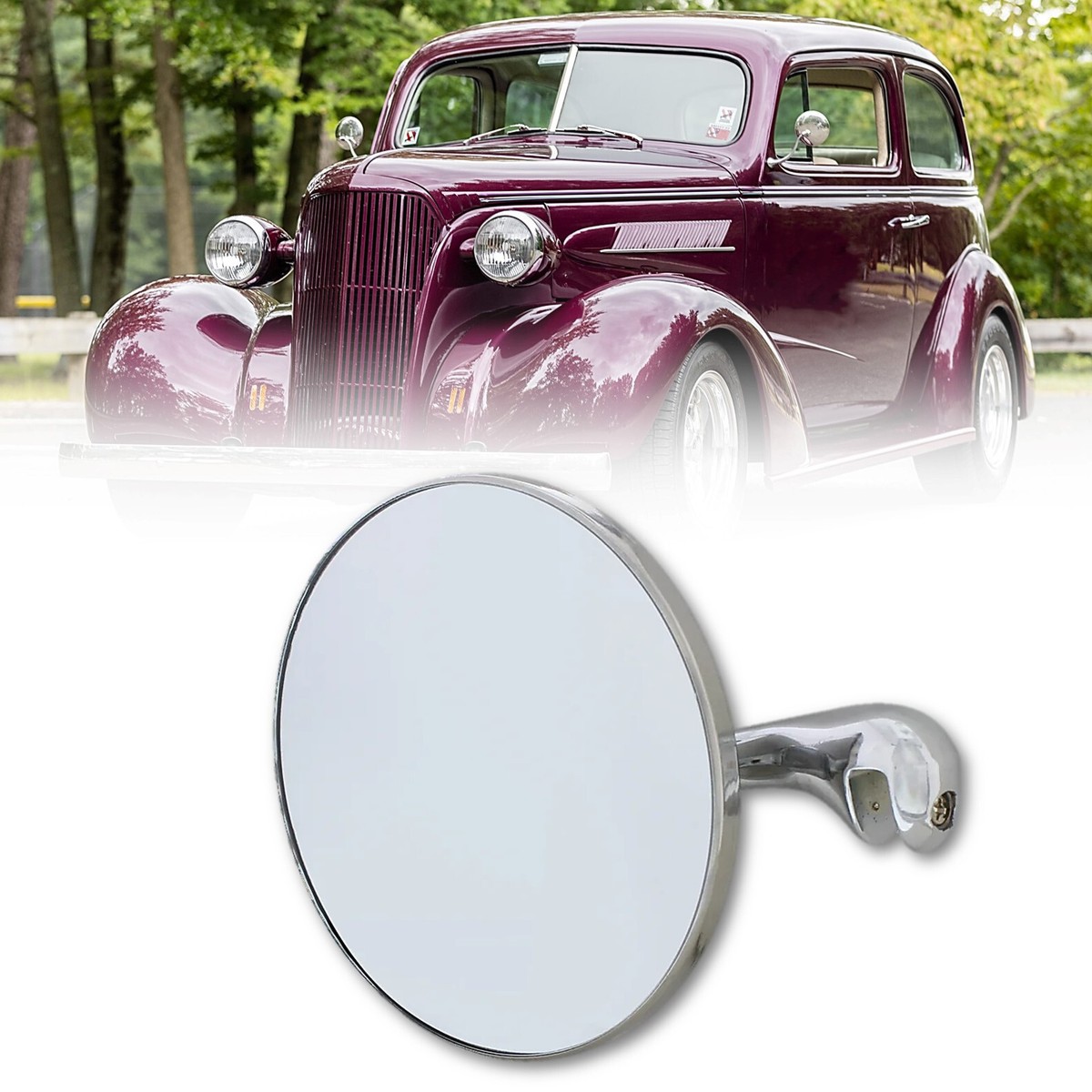 Chrome Side Glass Peep LH Door Mirror For 1937 Chevy Passenger Car
