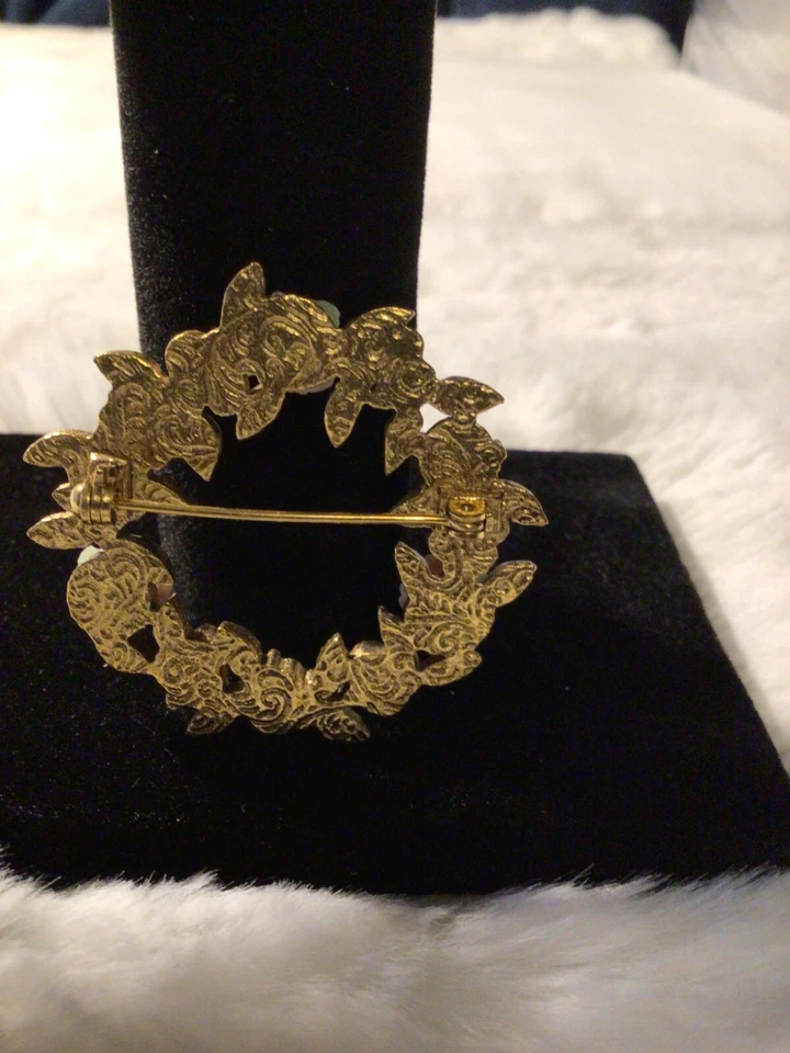 Broche prendedor marca joyería nupcial porcelana rosa corona perla Foto 3 de 4