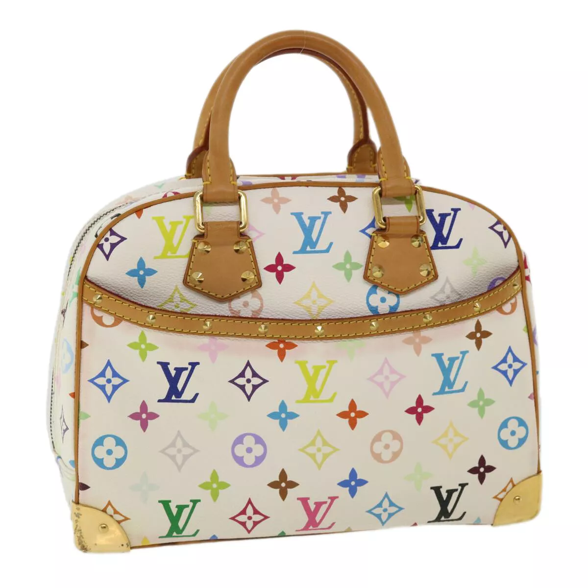 LOUIS VUITTON Monogram Multicolor Trouville Hand Bag White M92663 LV Auth  am3411