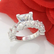 2.9 Ct Princess Cut Simulated Diamond Solitaire Wedding Ring 925 Sterling Silver