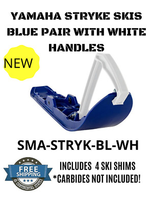 NEW YAMAHA SNOWMOBILE PAIR STRYKE SKI SKIS BLUE / WHITE HANDLES SMA-STRYK-BL-WH