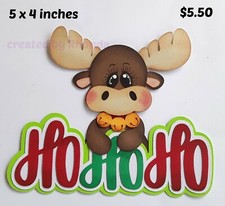HO HO HO REINDEER TITLE Christmas scrapbook premade paper piecing 3D die cut