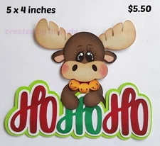 HO HO HO REINDEER  TITLE Christmas scrapbook premade paper piecing  3D die cut