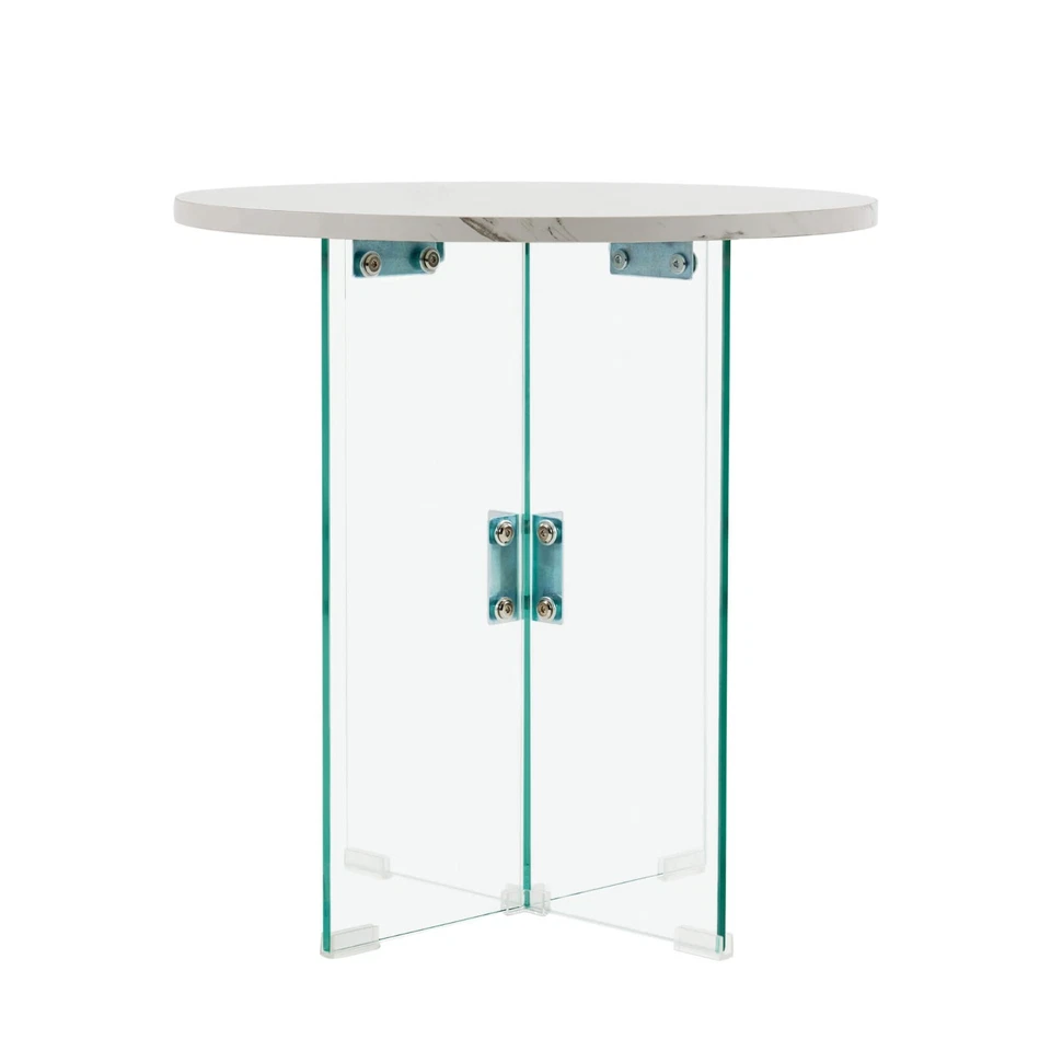 Ivinta Glass End Table for Small Space, Modern Round Side Table with Glass Legs - Image 2 of 4