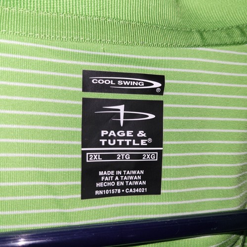PEBBLE BROOK GOLF COURSE lime Green Poly Striped Logo Polo Shirt XXL 2XL - Picture 3 of 4