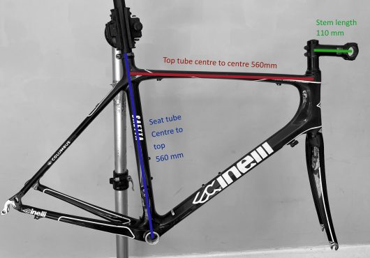 Cinelli Saetta Road Bike Frame, Fork, Headset, Stem, Seatpost XL