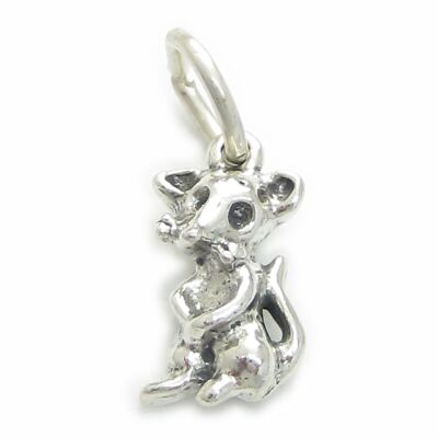 Mouse 2D sterling silver charm .925 x 1 Mice Rat Rats charms.