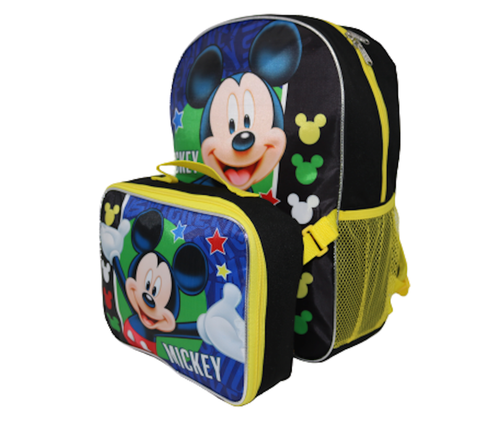 Mickey Mouse 16 Inch Large Backpack Detachable Lunch-Bag NEW - Picture 3 of 4