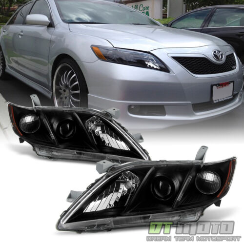 For Black 2007 2008 2009 Toyota Camry Headlights Headlamps Sets Left+Right 07-09 - Afbeelding 1 van 4