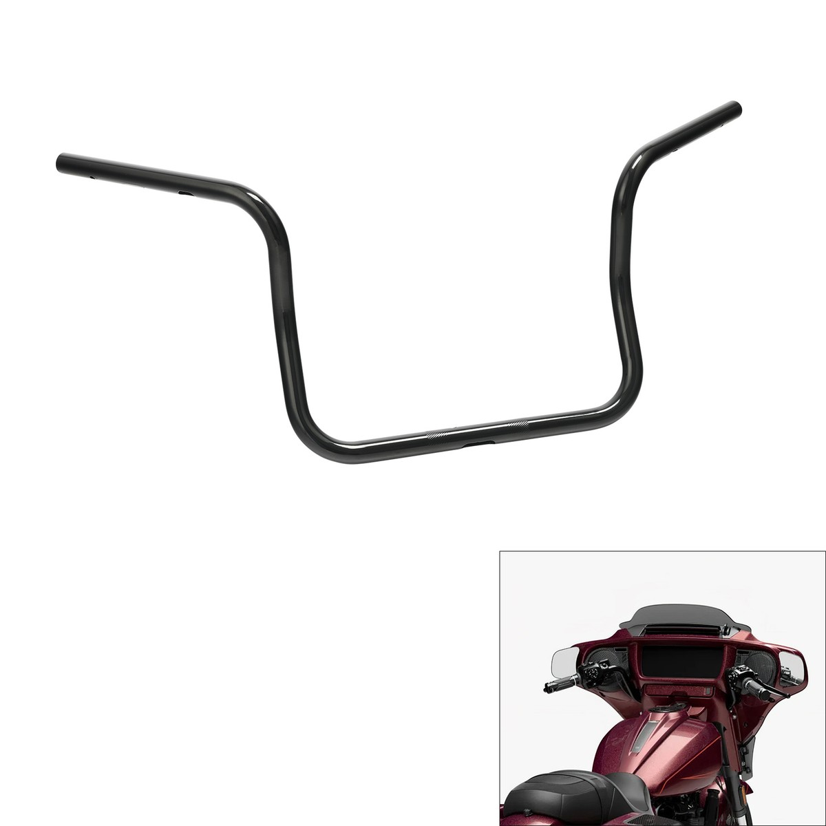 Gloss Black 12'' Rise Ape Hanger 1'' Handlebar Fit For Harley