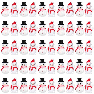 Snowman Types 50 Pcs Mini Snowman Figurines 2 Types Christmas Tiny Resin Snowman ...