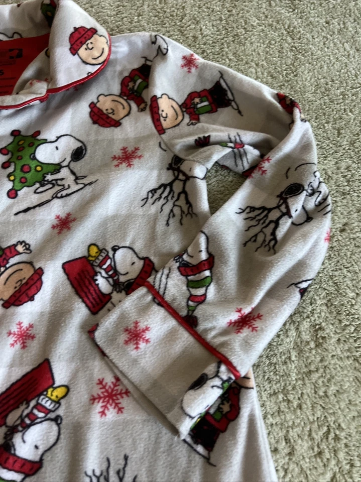 Camisón polar de Navidad Peanuts Girls gris blanco Charlie Brown Snoopy S 4-5 Foto 2 de 4
