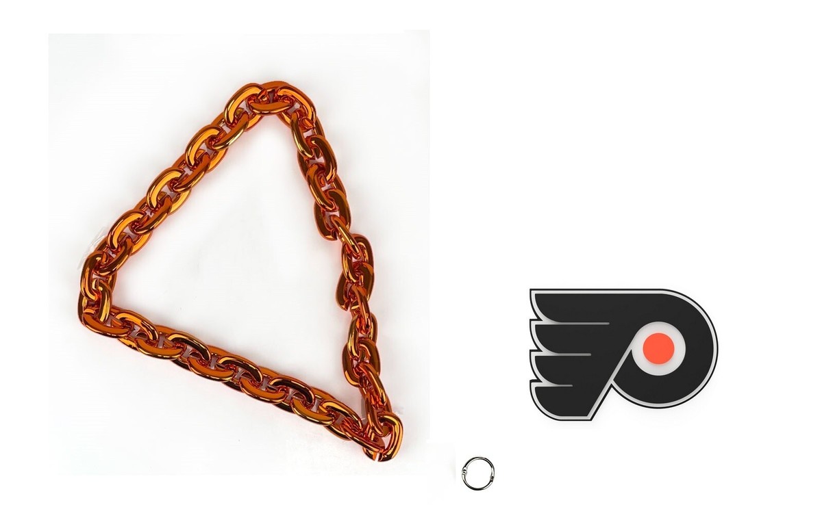New NHL PHILADELPHIA FLYERS BIG Fan Chain ORANGE Necklace 3D Foam