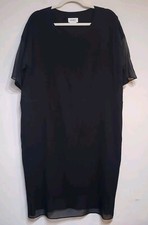 DKNY Silk Shift Dress Size M Short Sleeve Black Over Sized Capsule Minimalist