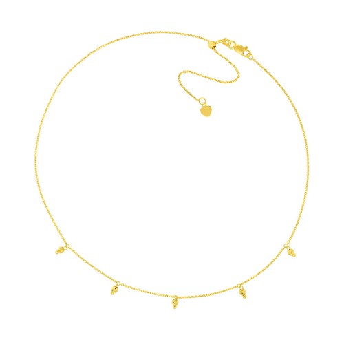 Dangle Bead Charm Choker Necklace 14K 