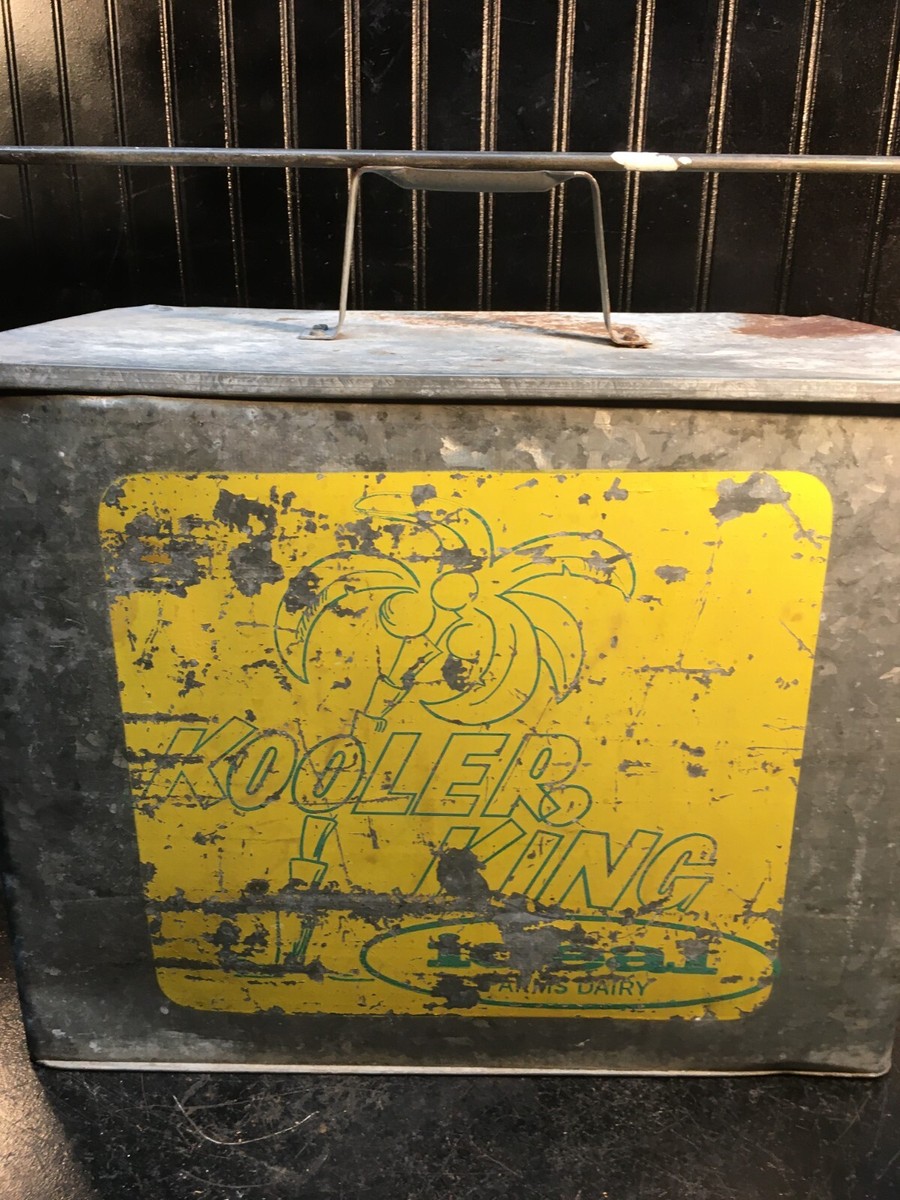 Vtg. 1940S Kooler King Ideal Dairy Galvanized Porch Milk Box 18inx