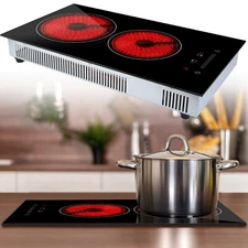 20 IN Built-In Electric Cooktop 2 Burners Ceramic Glass Stove Top Touch Control