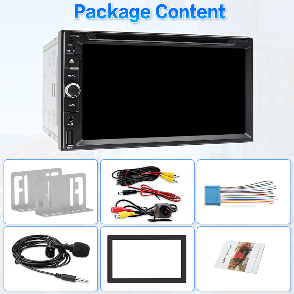 Double Din car Stereo with CD/DVD Player Wireless CarPlay & Android Auto GPS