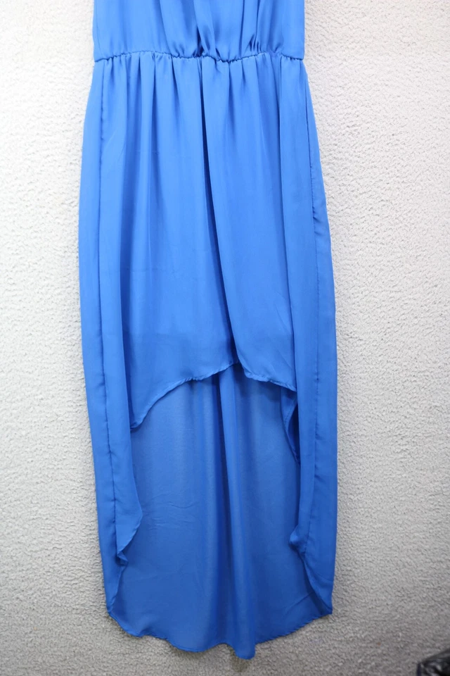 Vestido de Gasa Poesía Sin Mangas Alta Baja-Talla Pequeña-Forrado-Hada-BOHO Foto 2 de 4