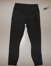ACTIVE LIFE Womens Black Heather Lace Up Exercise Active Capris Pants NWT S