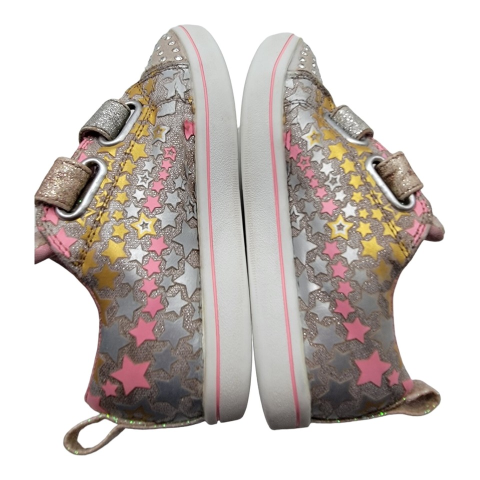Skechers Shoes Toddler 10 Twinkle Toes Lights Up Gold & Pink Glitter