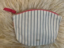 IPSY January 2019 Glam Zip Makeup Cosmetic Bag Lite Blue White Striped Pink