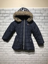 Tommy Hilfiger, Girl XS 5-6 , Blue Zip Long Sleeve w/Faux Fur Hood Puffer Jacket