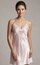 Rare Vintage 90s Frederick's of Hollywood Pink Satin Lace Camisole Nightgown S
