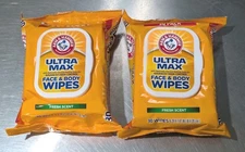 Arm & Hammer Ultra Max Face & Body Wipes Fresh Scented  30 Wipes. 2 Packs.