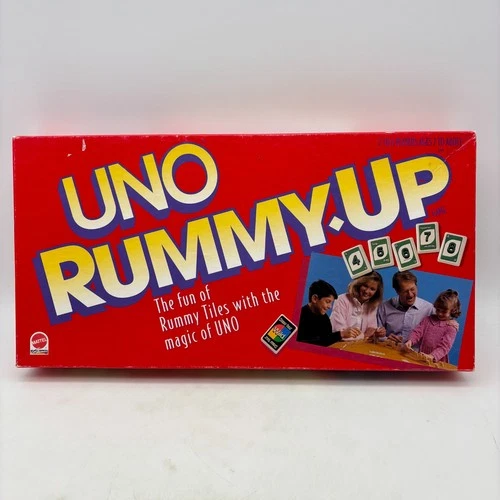 VINTAGE Uno Rummy Up COMPLETE Mattel 1993 Family Game 90's Tiles