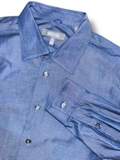 Kenneth Cole Reaction Men's XL 17-17.5 36/37 Button Down Shirt Blue Slim Fit